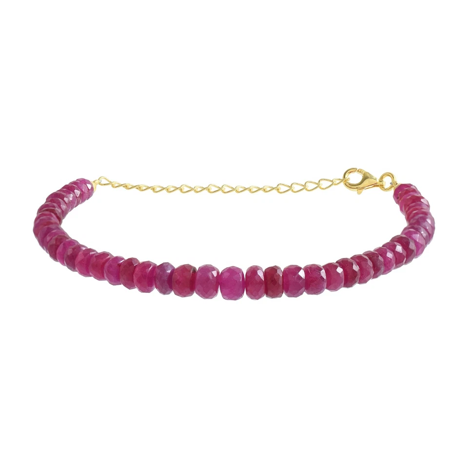 Top-Quality Ruby 5mm Beads Bracelet with Exquisite Handcrafted 925 Silver Chain - Image 3 of 4