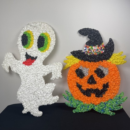 Vintage geschmolzen Kunststoff Popcorn Geist & Kürbis Halloween Wand Tür Hängedeko