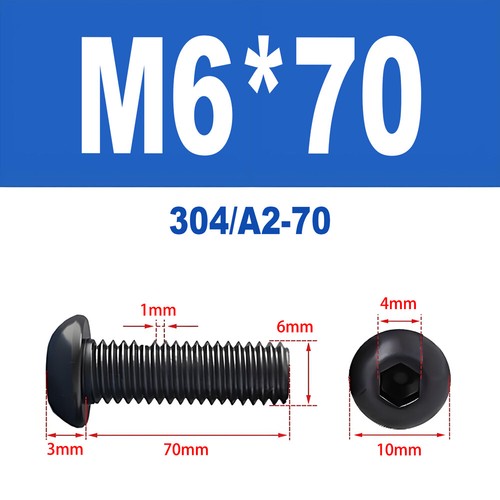 Schwarze Innensechskant Linsenkopfschrauben A2 V2A Edelstahl ISO 7380 M2 - M10 - Bild 85 von 121