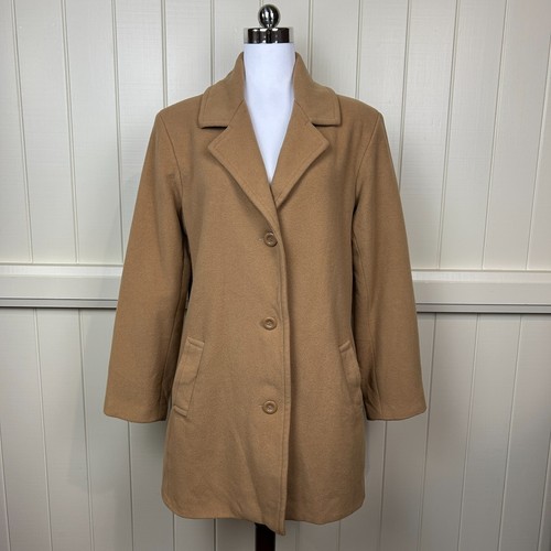 Sanro Wool Cashmere Blend Jacket Women's Size 8 Tan Mid Length  Pockets Lined - Picture 1 of 18