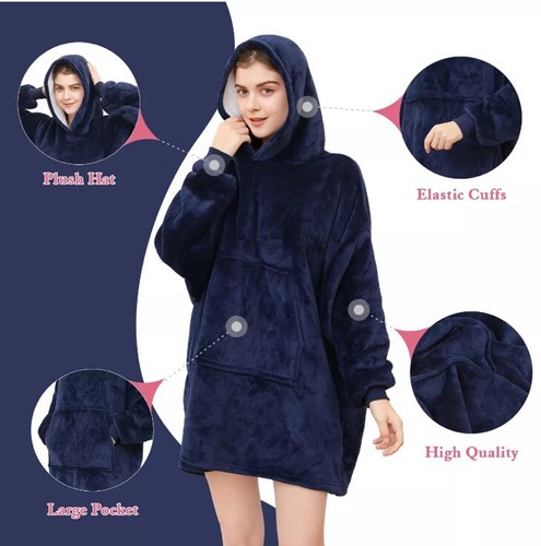 BlueWearable Blanket Sweatshirt Gifts for Women and Men, Sherpa Wearable Blanket - 第 6/9 張圖片