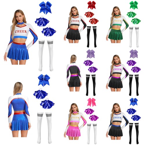 Women's Cheer Leader Costume Party Halloween Outfits Fancy Dress School Uniform - Picture 2 of 65