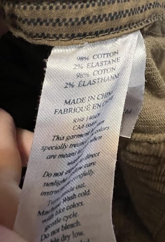 Faherty Corduroy Pants Mens Tagged 36 Measure 38 33" Inseam Medium Brown - Picture 4 of 4