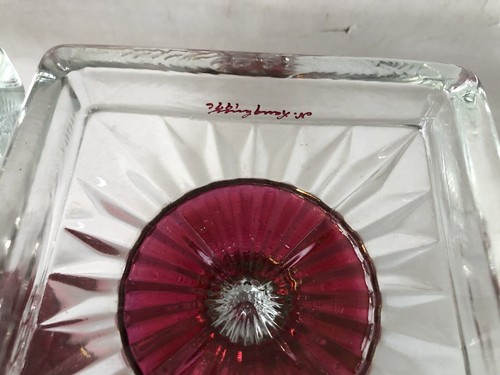 Pair Magnificent Westmoreland Ruby Red Flash Glass Candlesticks Artist Signed - Picture 11 of 14