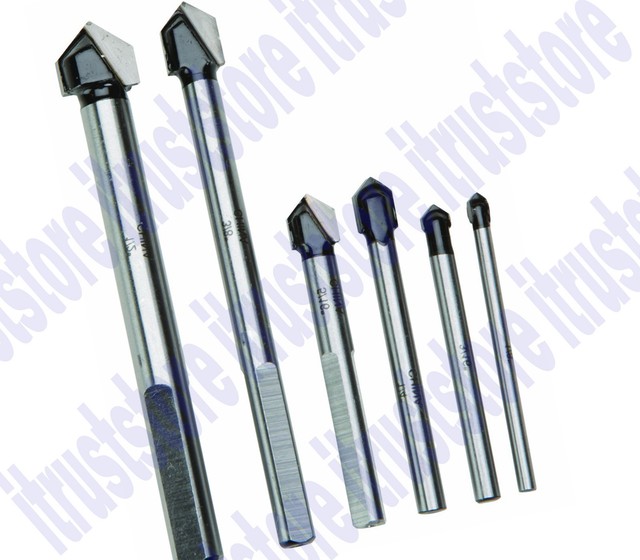 6 PC DRILL BIT SET KIT FOR DRILLING GLASS TILE CERAMIC PLASTIC