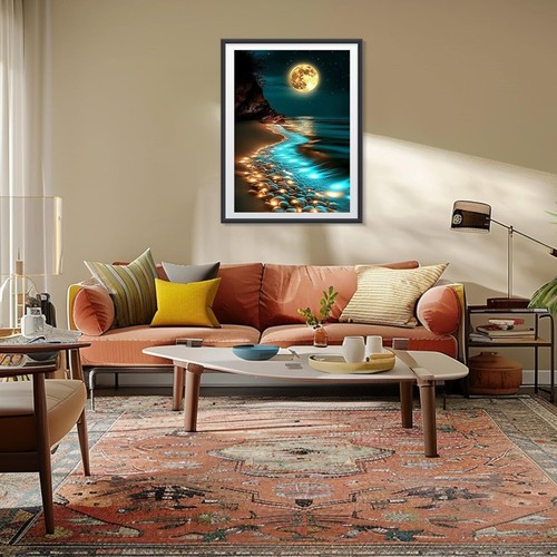 Diamond Art Beach Night View Diamond Painting Kits Adults Diamond Painting, 5D - Picture 3 of 6