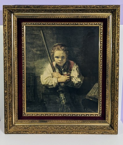 Rembrandt Oil Painting Reproduction On Canvas A Girl With A Broom Framed
