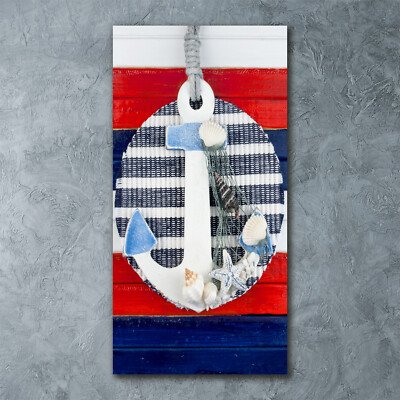 Planche à Découper En Verre Trempé Tulup 80x52 Cm - Motif Ancre, Multicolore, Neuf