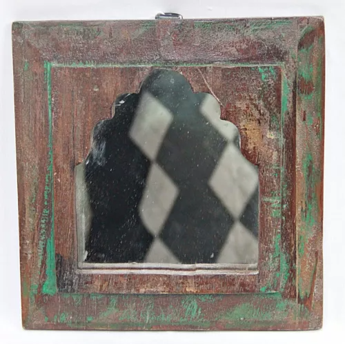 Decorative Wooden Hand-Carved Mirror Frame - Rustic Style Wall Hanging Decor F7 - Picture 8 of 24