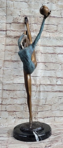 Trofeo Art Deco Edición Limitada Mujer Niño Gimnasta 100% Bronce Escultura Ventas - Imagen 4 de 10