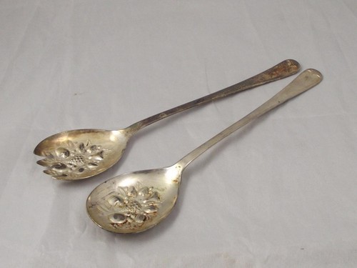 Vintage Sheffield England Obst & Gemüse Design Silberteller Salatservierer, 2er Set - Bild 2 von 11