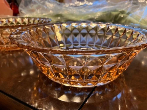 8" Vintage Pink Depression Glass Cubist Bowl Whitehall Colony Fostoria American