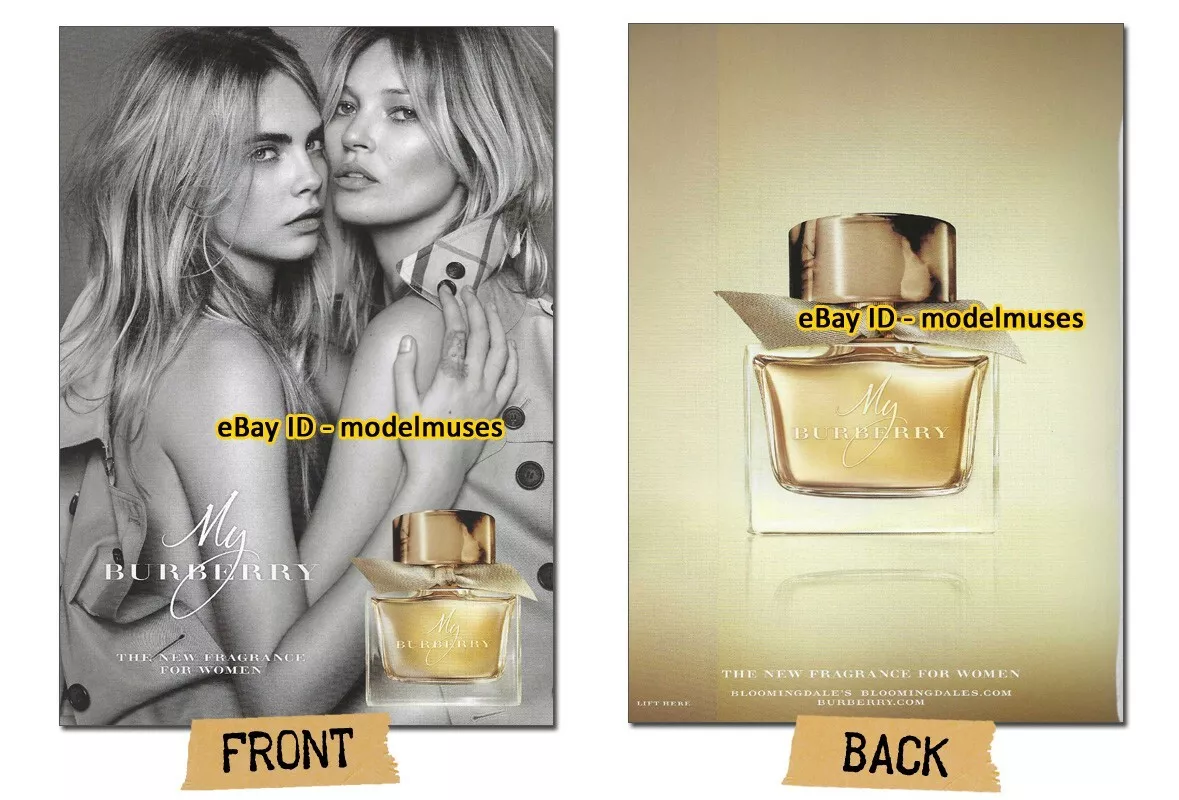 BURBERRY Fragrance 2 Page Magazine PRINT AD 2014 CARA DELEVINGNE Kate Moss