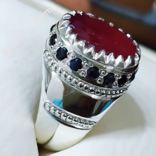 Anello Argento Rubino Afgano, Rubino Naturale, Anello Pietra Preziosa Rubino Argento Sterling 925 - Foto 7 di 9