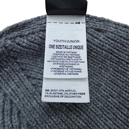 The North Face Youth Beanie Hat Gray Ribbed Knit One Size Logo Patch Winter Cap - Picture 6 of 8