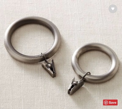 Lot Of 14 Pottery Barn Large Clip Rings Pewter Curtains Drapes