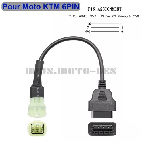 Cable Adaptateur OBD2 Diagnostic ✅KTM Kawasaki Suzuki Yamaha Honda Harley Ducati - Foto 6 di 24