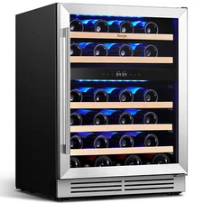 Yeego 24 Inch Dual Zone Wine Cooler Refrigerator Built-in/Under-Counter Fridge