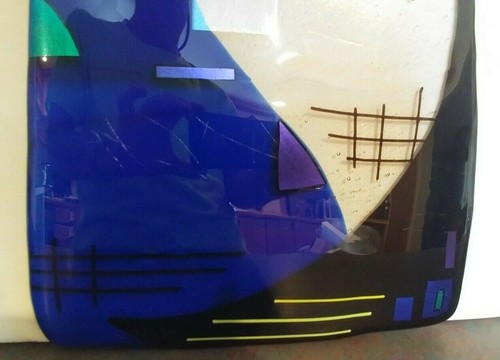 Große abstrakte dichroitische handgefertigte Kunst Glasplatte - signiert vom Künstler - Bild 8 von 12