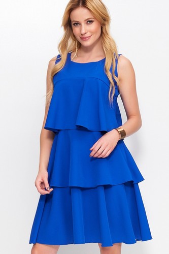 Damas Vestido Sin Mangas Cuello Barco Hasta la Rodilla con Volantes Tallas 6-14 FA581 - Imagen 7 de 13