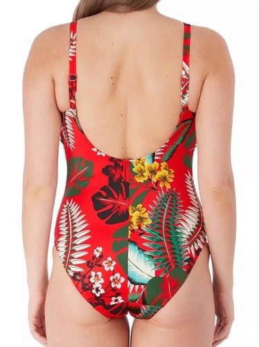 Fantasie Vilamoura Swimsuit Size 34E 12 Lollipop Red Floral Underwired Bra 6568 - Picture 11 of 12