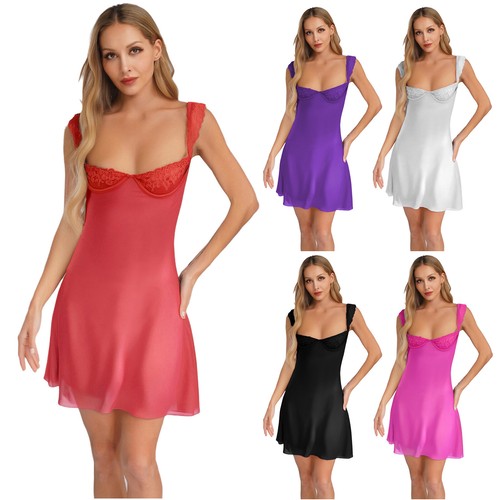 Women's See Through Babydoll Nightwear 1/4 Cup Underwire Push Up Lingerie Set - Picture 1 of 70