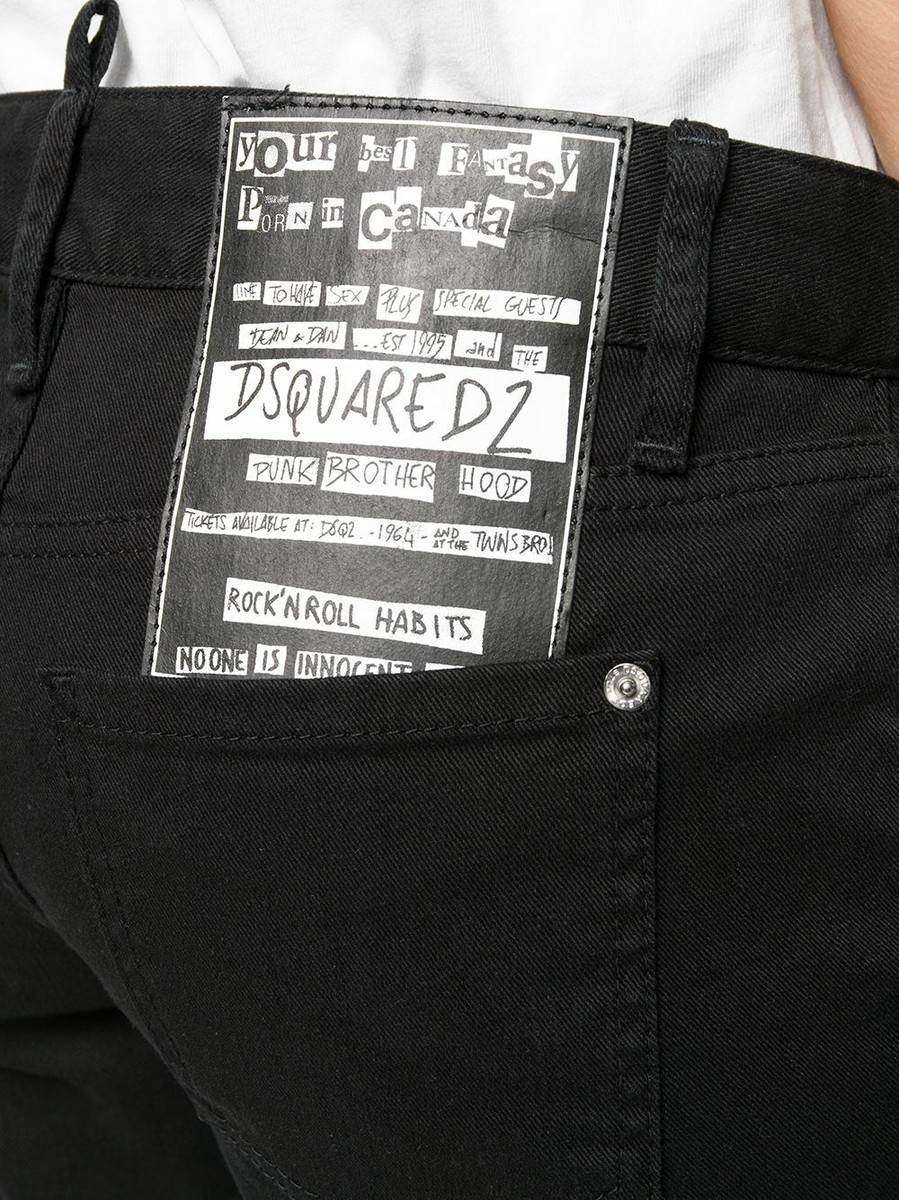 DSQUARED2 RUNWAY STRAIGHT DISTRESSED CROPPED JEAN BLACK 
