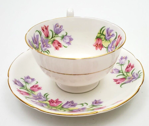 Royal Grafton Teetasse 619 Harebell Bluebell rosa lila Blumen Teetasse & Untertasse - Bild 5 von 9