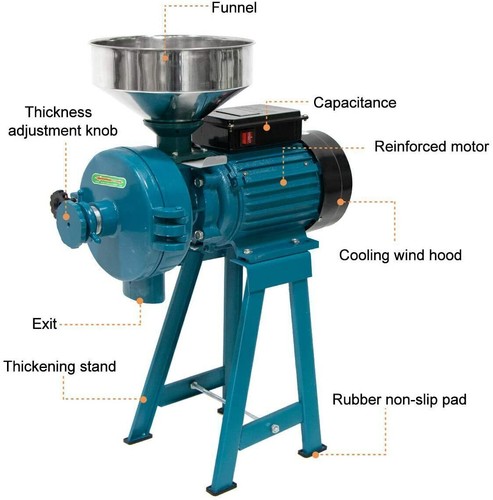 Molinillo de cereales eléctrico DoCred 3000W 110V maíz trigo harina mojado y seco - Imagen 6 de 14