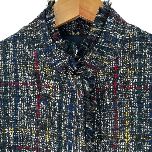 J. McLaughlin Black/Multicolor Walden Tweed Coat Size Large Long Jacket - Picture 2 of 7