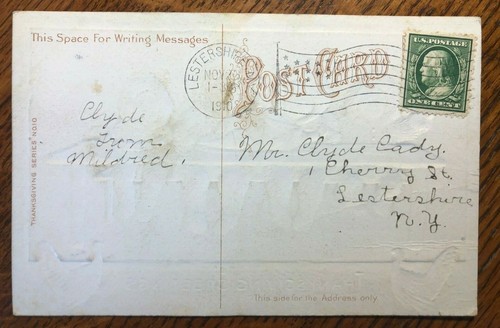 De colección Oro Dorado Repujado "Saludos de Acción de Gracias desde el Polo" Niños y Pavo  - Imagen 2 de 5