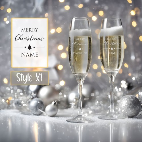 Personalised Champagne Glass Prosecco Flute Engraved Christmas Glass Gift Idea - Picture 2 of 13