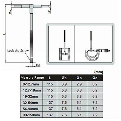 6Pcs 5/16" - 6" T Telescopic Gauge Set Machinist Measurement Bore Gage Kit - Picture 6 of 15