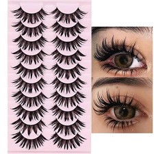 False Eyelashes 10 Pairs Japanese Style Anime Lashes Manga Lashes-Natural 16MM