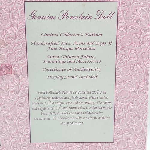 Rare Handcrafted Porcelain Doll Collectible Memories New In Box Unopened - Picture 15 of 15