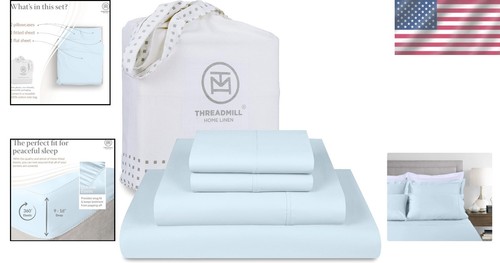Eco-Friendly 4 Pc King Sheet Set - Soft Lightweight Cotton for Ultimate Comfort - Picture 2 of 11