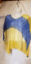 New Directions Weekend Size 3X Scarf Sheer STUDDED Poncho Top Stripe Blouse 4392
