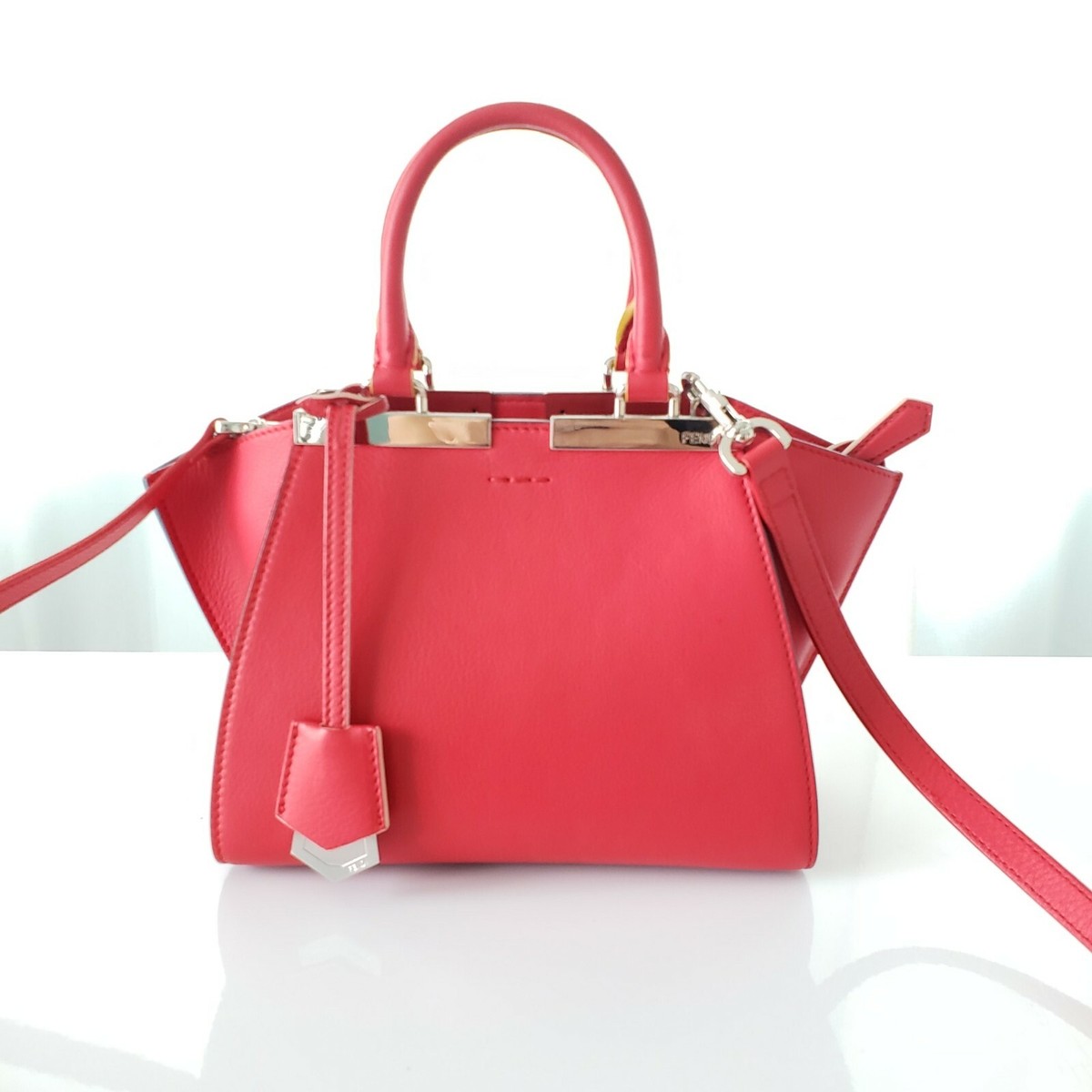 Fendi Jours Red Leather Mini Tote Crossbody Bag Italy