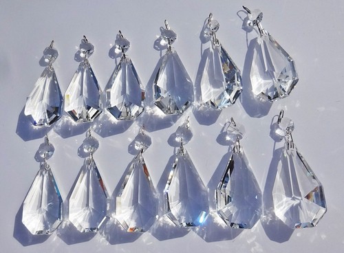 Oval geschnittene Glaskristalle Träneprismen Perlen Kronleuchter Lichttröpfchen Vintage - Bild 42 von 69