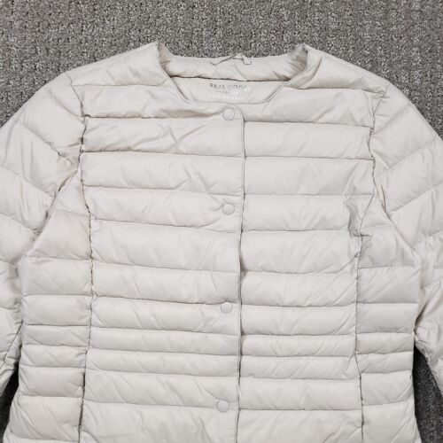 Chaqueta Top Ten Real Goose para mujer mediana beige ultra ligera abrigo largo acolchado - Imagen 2 de 11