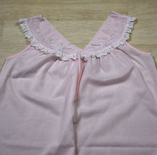 70er Poly Baumwolle Midi Nachthemd Prairie Grannycore rosa ärmellos Vintage 70s - Bild 2 von 4