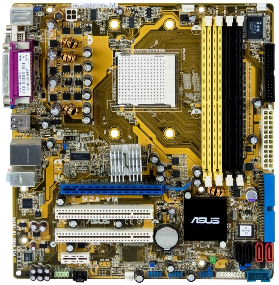 Asus M2A-VM Socket AM2 4x DDR2 2x PCIe 2x PCI mATX Mainboard - Image 2 of 2