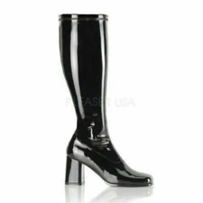 Black Knee High 70s Hippie Mens Drag Queen Crossdresser Gogo Knee High Boots