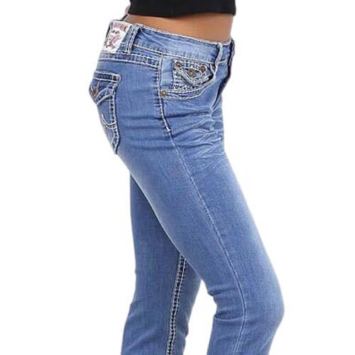 Damen Jeans Hose Hüftjeans Gerades Bein Bootcut Gerader Schnitt Dicke Naht - Bild 10 von 13