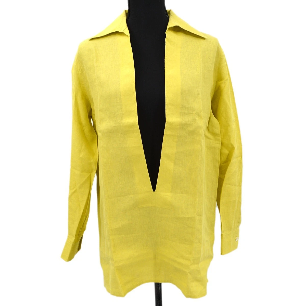 Hermes by Margiela Long Sleeve Tops Shirt #36 Yellow Linen 