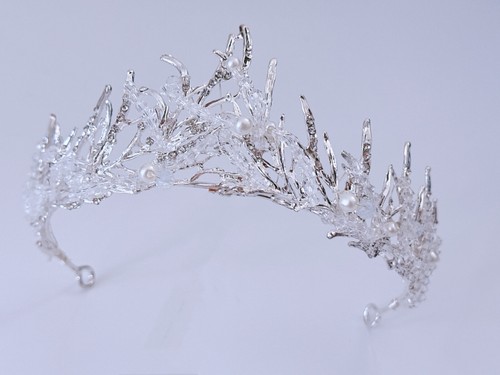 Women Silver Color Ice Queen Prom Crystal Pearl Party Hair Headband Crown Tiara - Bild 14 von 17