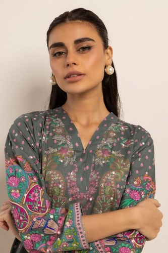 Brandneu mit Etikett Original Khaadi bedruckt bestickt Baumwolle Viskose Kurta/Kameez Größe 10 EE - Bild 3 von 5