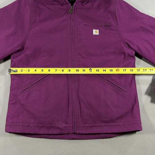 Carhartt Kids Insulated Jacket Purple Canvas Hooded Medium 10-12 - Picture 6 of 8