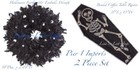 BUNDLE - PIER 1 HALLOWEEN BEADED COFFIN TABLE RUNNER & FEATHERS EYEBALLS WREATH