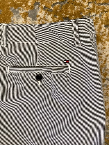 TOMMY HILFIGER Hombre Informal Corto 100% Algodón Azul Rayas 34”w, 10” Entrepierna - Imagen 5 de 8